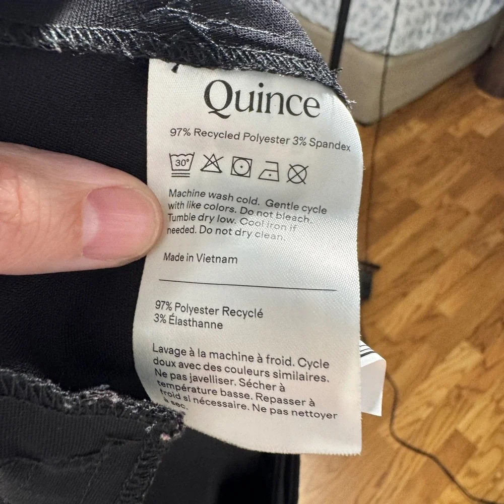 Quince Stretch Crepe Ankle Pant Women 12 Black Minimal Office Chic Closet Staple